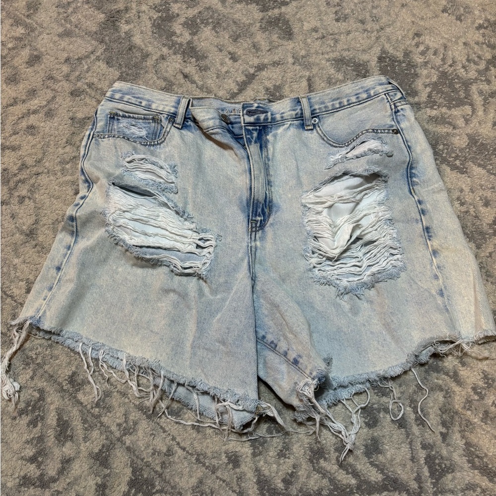 American Eagle Outfitters Light Blue Distressed Jean Shorts